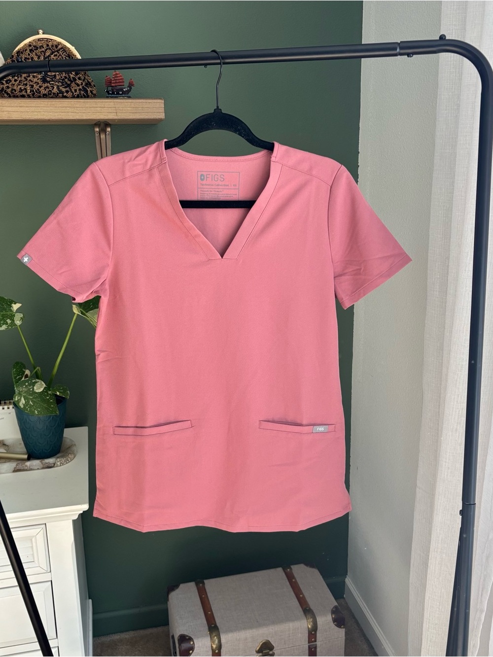 FIGS Women’s Rose Pink V-Neck Scrub Top
